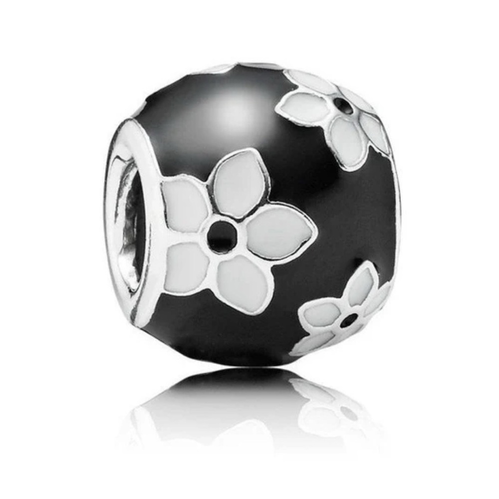 Pandora Black and White Floral Bracelet Charm